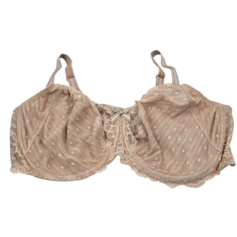 Chantelle Womens 42DDD Beige Lace Minimizer Bra Unlined Underwire Full Coverage